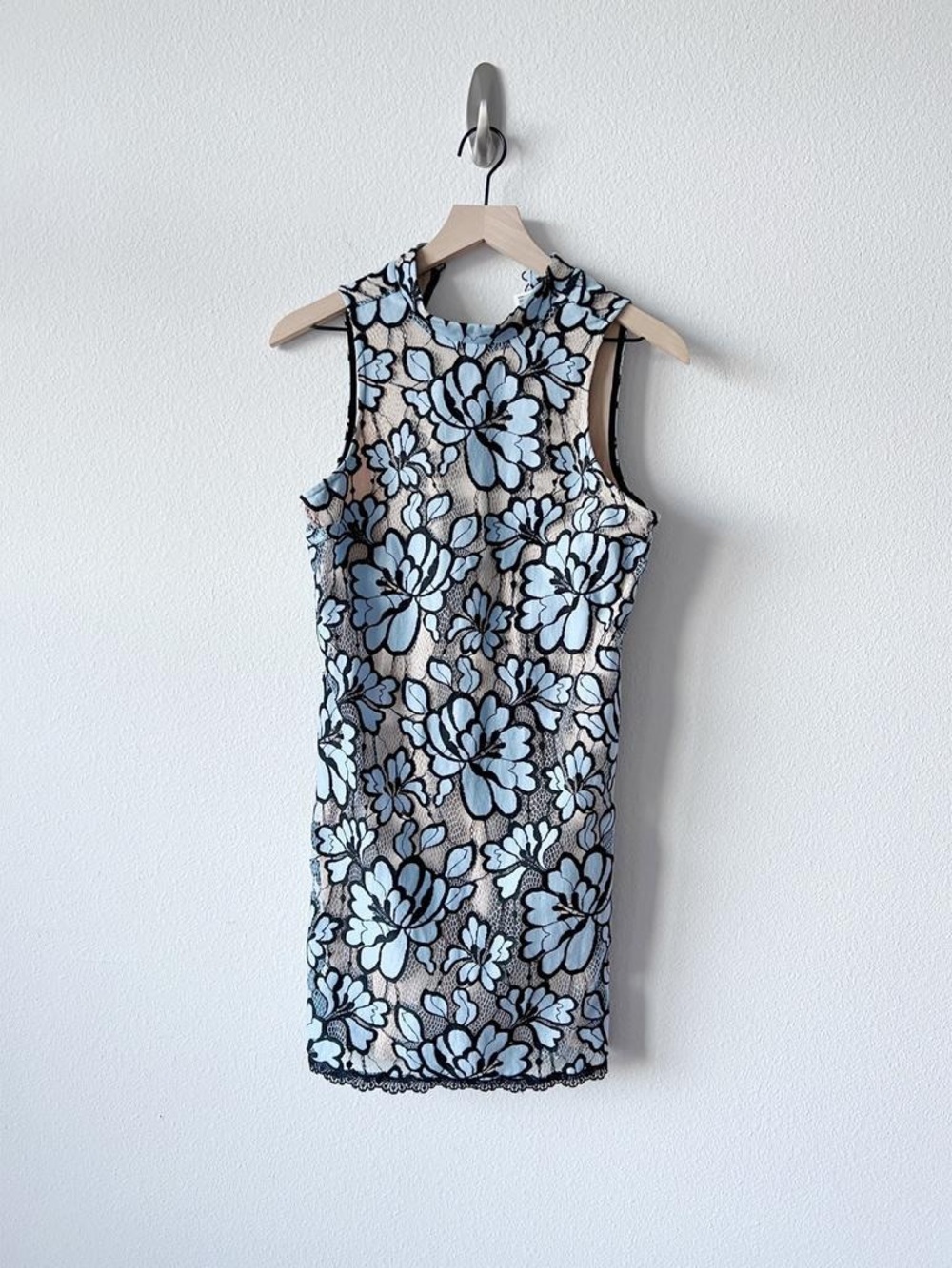 Tracey Reese Light Blue Floral Lace Sleeveless Dress